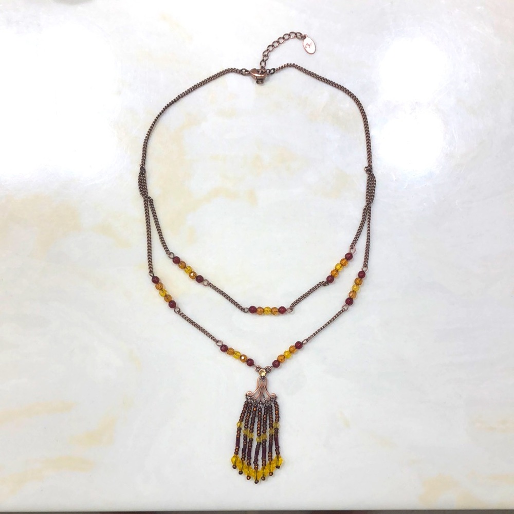 Vintage Two Tier Beaded Chandelier Necklace